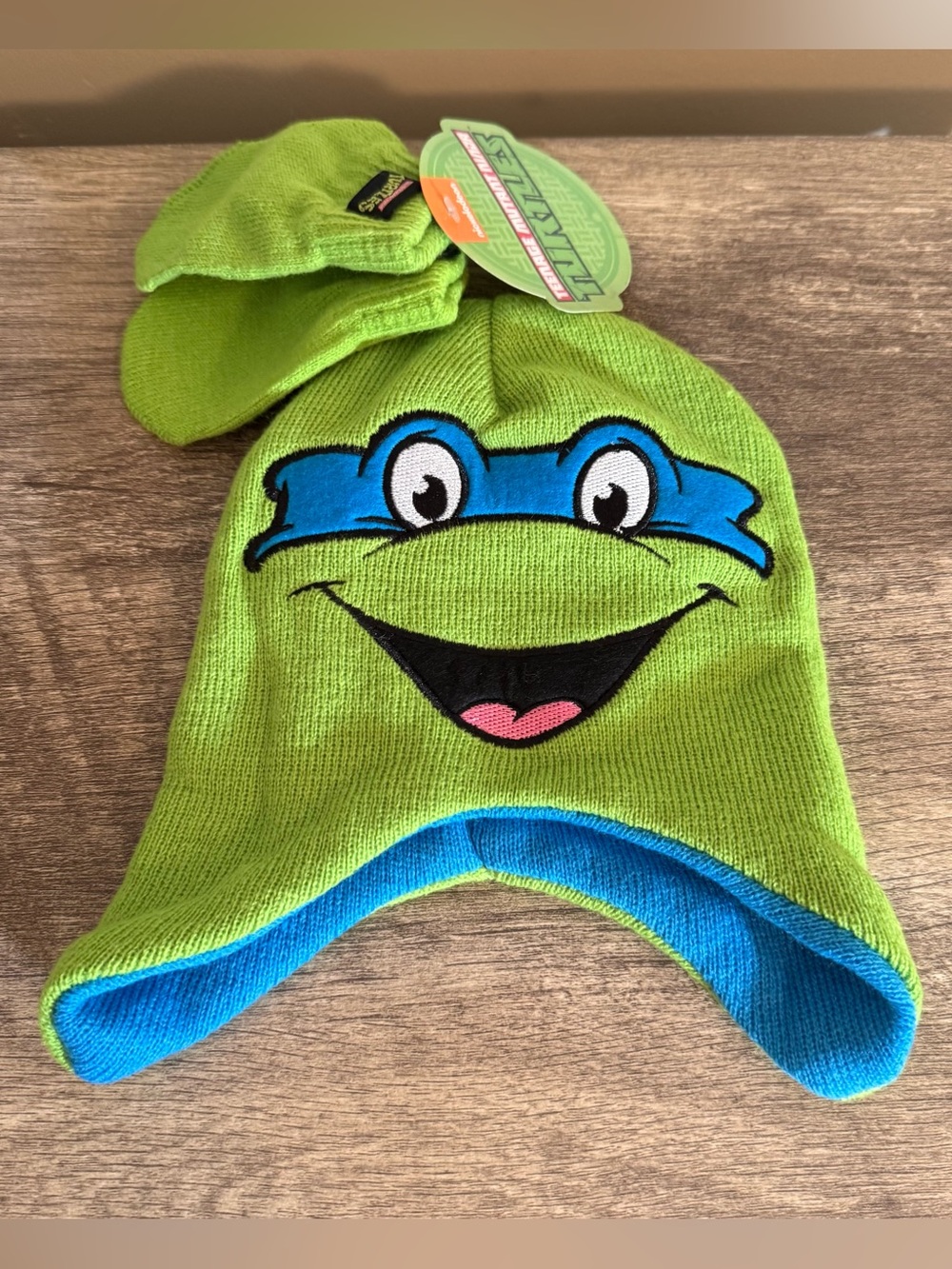 Nickelodeon TMNT Teenage Mutant Ninja Turtles Leonardo Knit Beanie Hat & Mittens